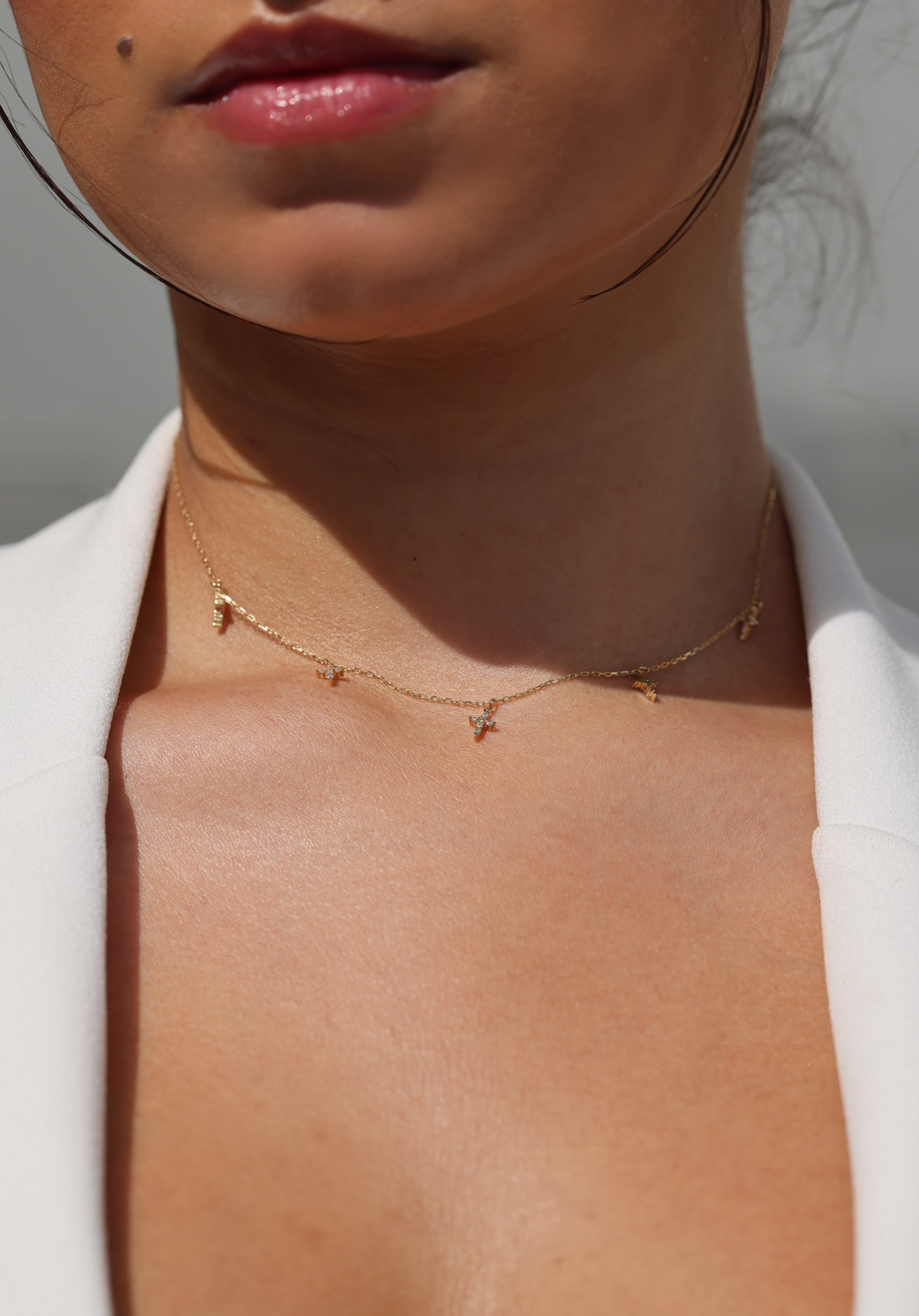 14k soft crosses necklace