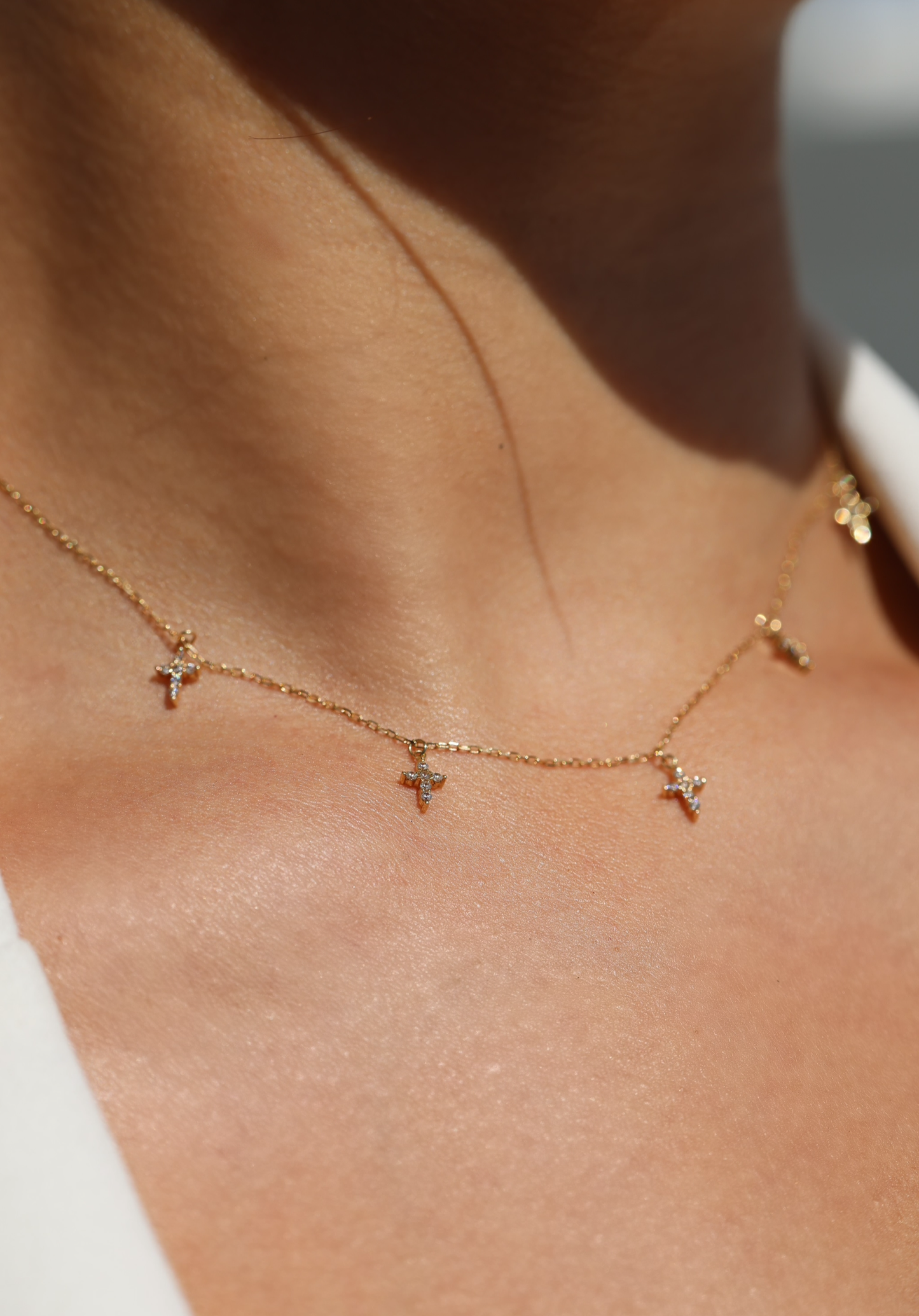 14k soft crosses necklace